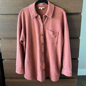 Madewell Dusty Rose Button-Front Overshirt